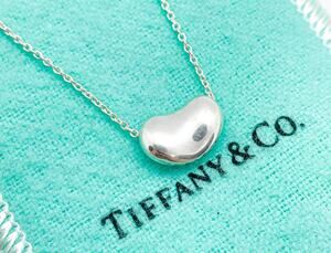 Tiffany & Co. Elsa Peretti Bean Pendant Necklace Sterling Silver 16" w/ Box